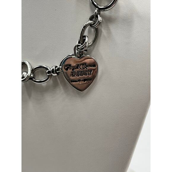 Juicy Couture‎ Vintage Silver Chain Link Heart Crown Charm Toggle 2000s Necklace - Picture 7 of 9